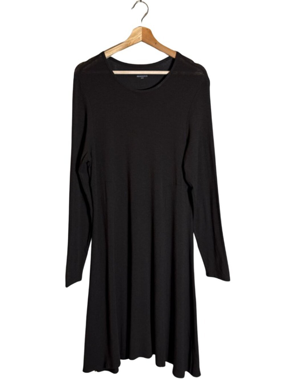 Eileen Fisher Viscose Jersey Long Sleeve Dress Women's Medium Brown Minimal NWOT - Picture 2 of 13